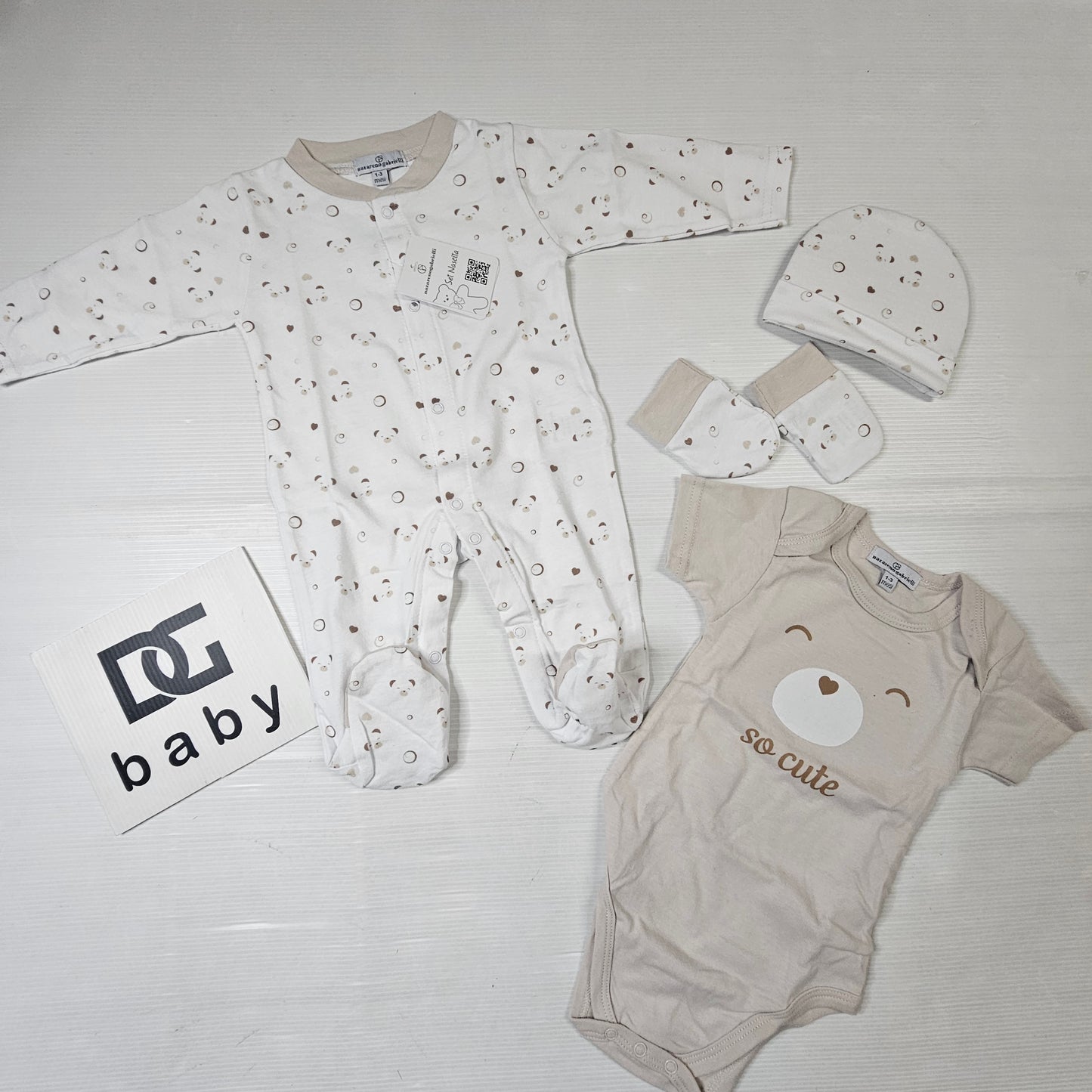 Set Nascita 4 Pezzi “So Cute” 🧸🤍 – Art. NG-3593