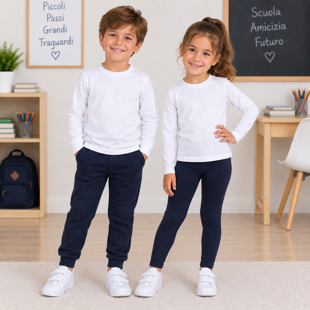 Maglia bambino/a unisex in cotone manica lunga