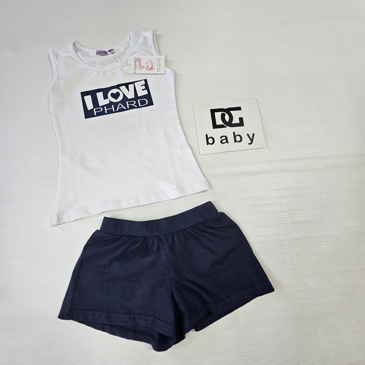 Completo bambina “Love Phard” canotta + shorts in cotone