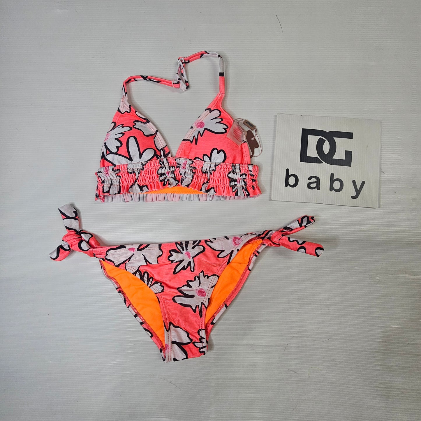 Costume Bikini Bambina Floreale Neon