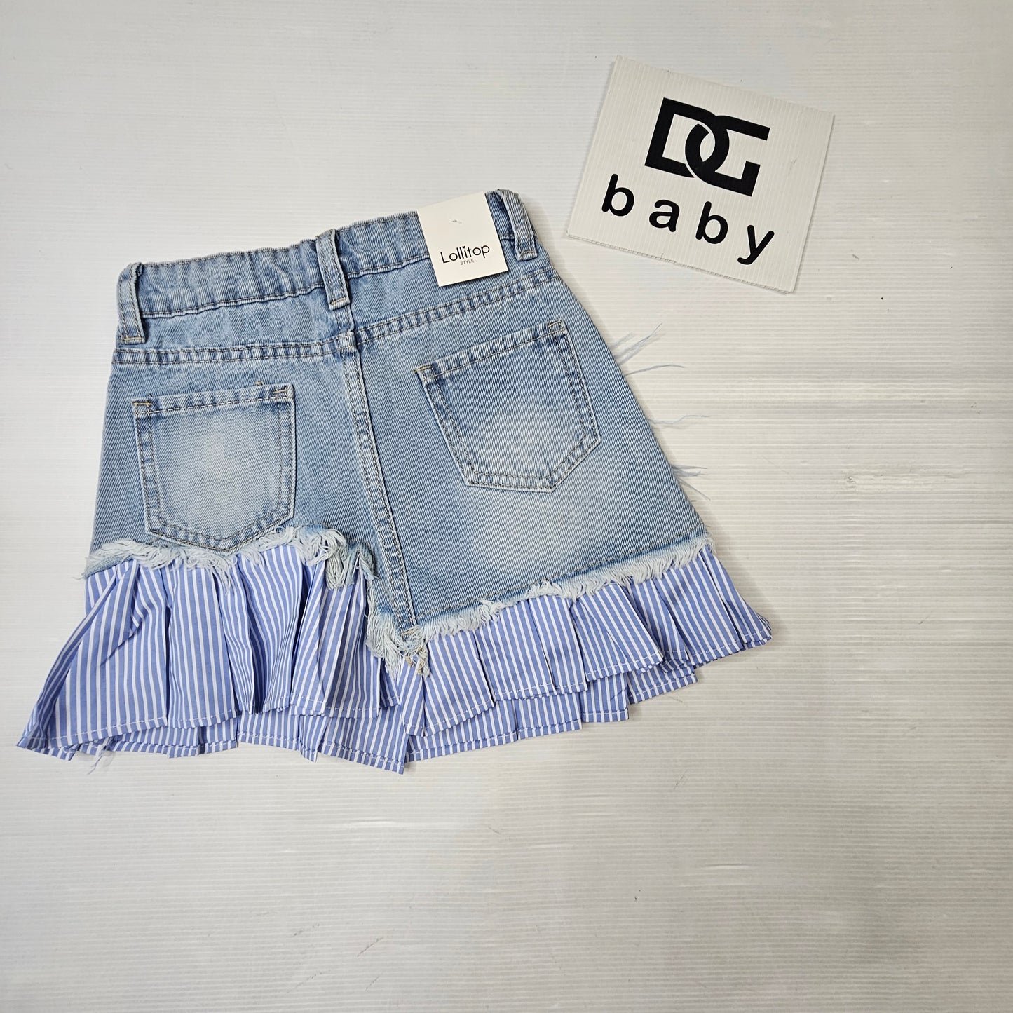 Gonna Jeans Bambina Lollitop con Cuore Gioiello e Balza