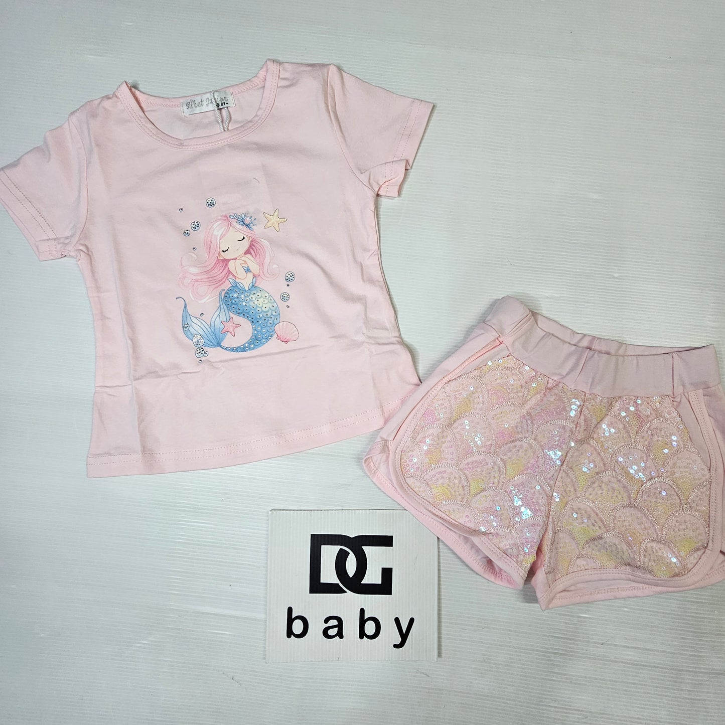 🧜♀️ Completo bimba “Sirenetta Shine” con shorts paillettes