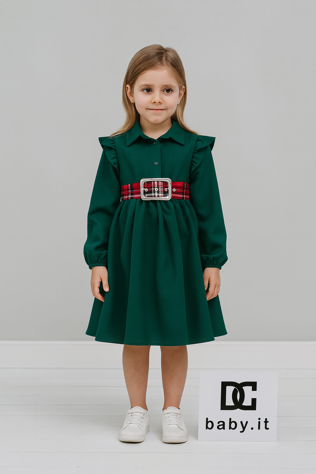💚 Vestito Cintura Scozzese Ragazza