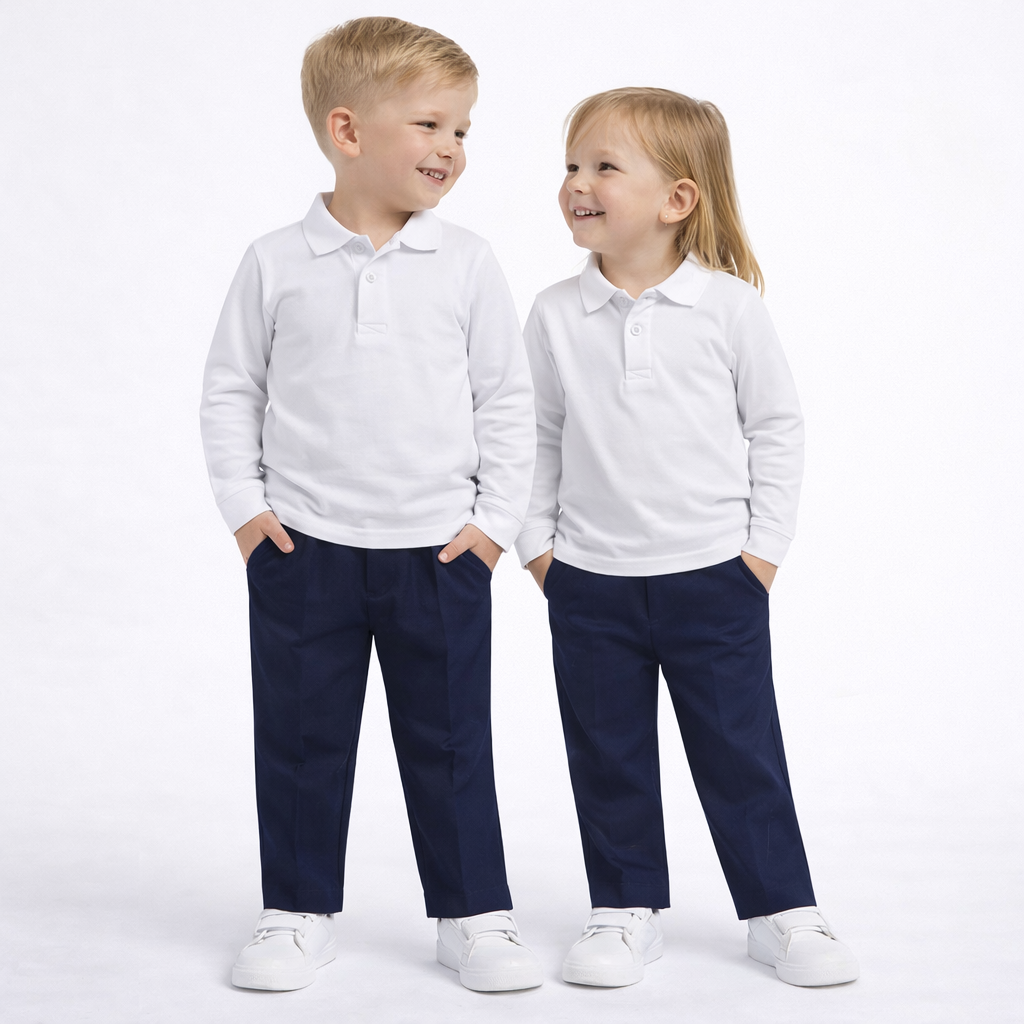 Polo bambino/a in cotone manica lunga