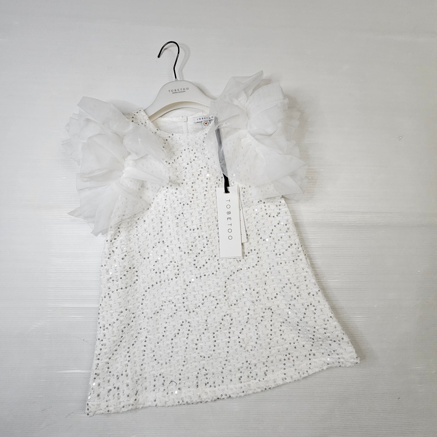 Vestito bimba TO BE TOO TB608A528 bianco con paillettes e tulle