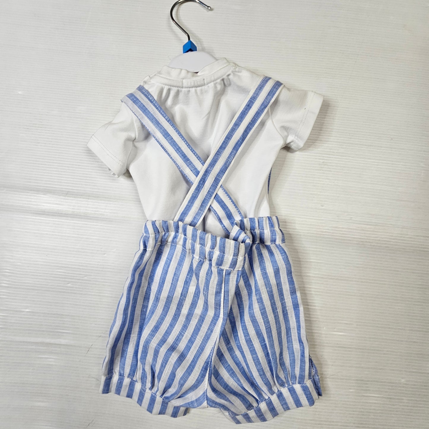 Completo neonato Y-Clù BYC BOY salopette rigata con body