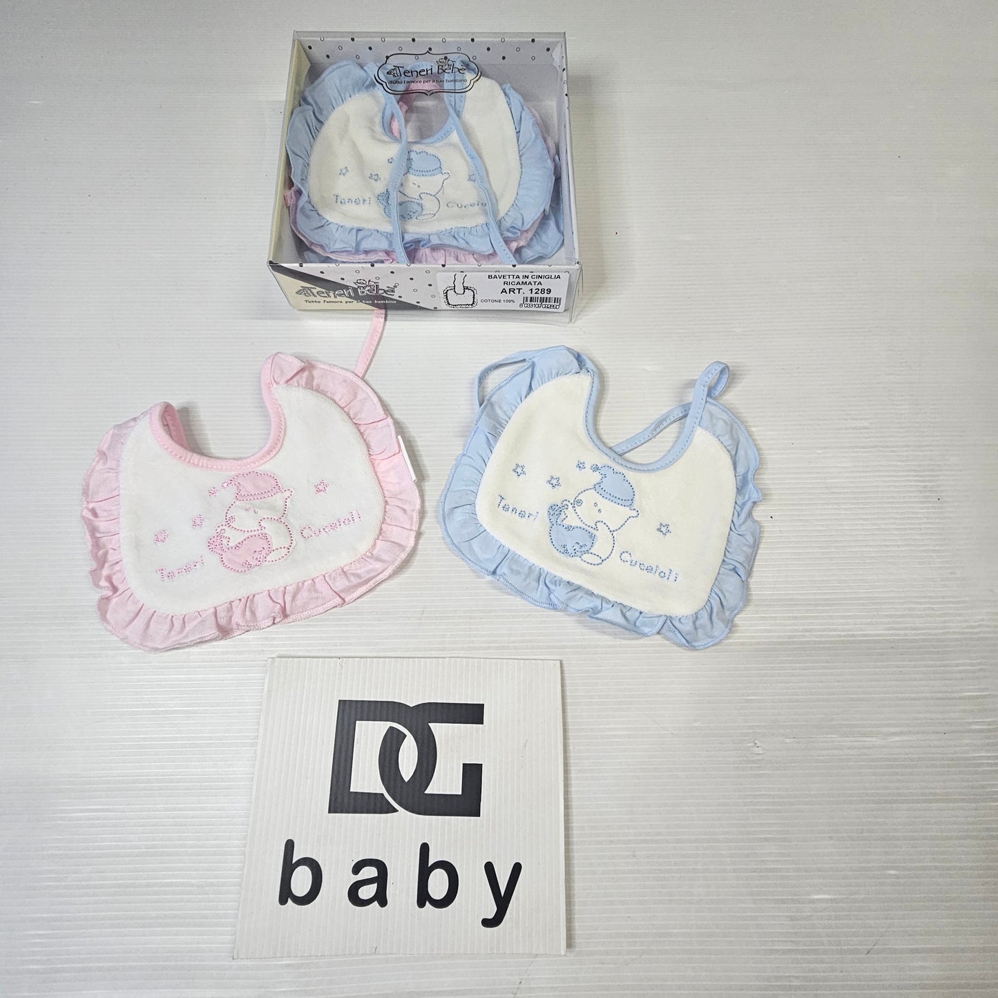 🧸👶 Bavetta Neonato Ricamata con Laccetti – Art. 1289