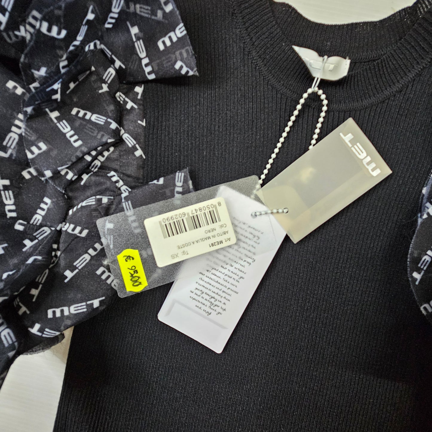 Vestito bimba MET ME281 nero con maniche logo e volant