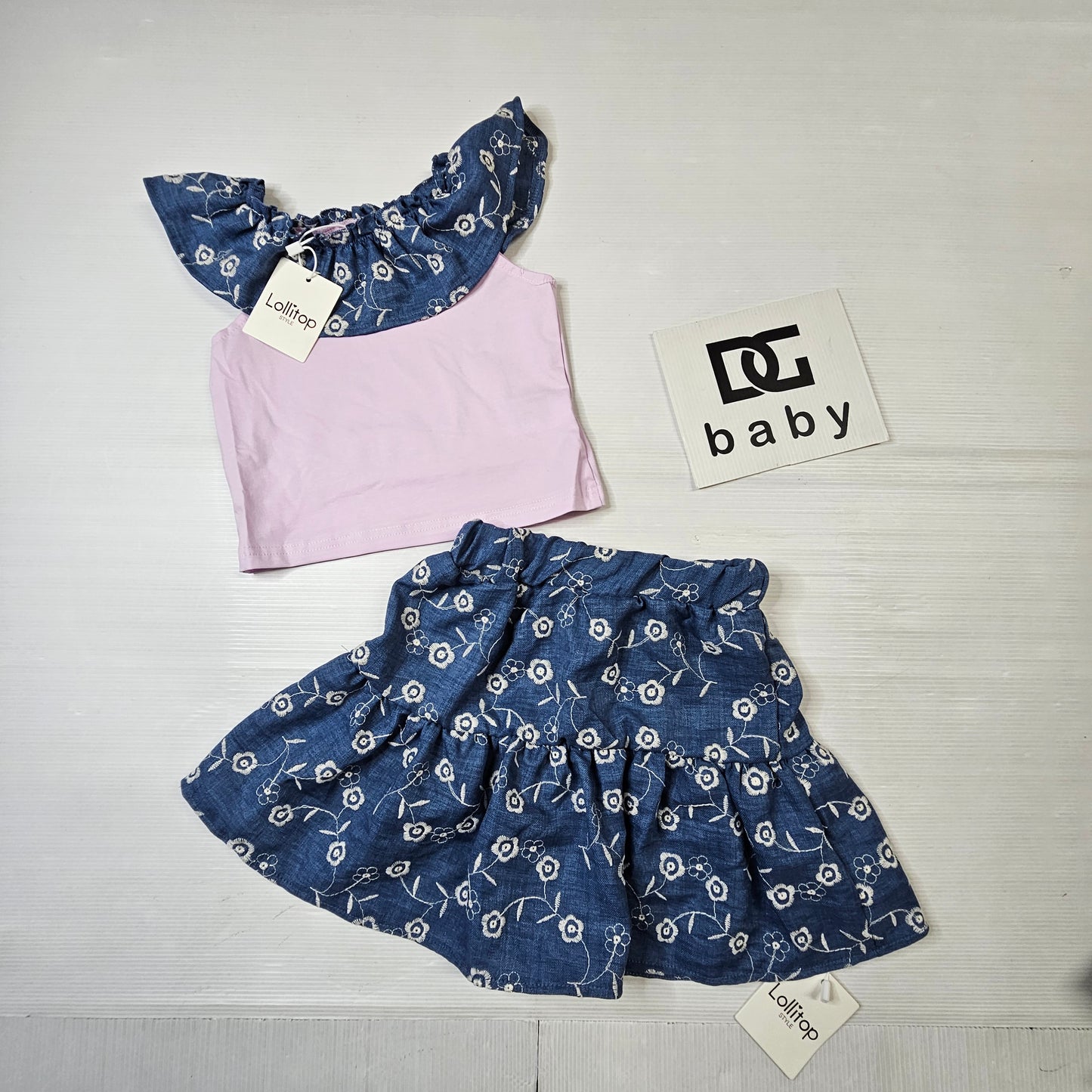 Completo Bambina 2 Pezzi Gonna Fantasia