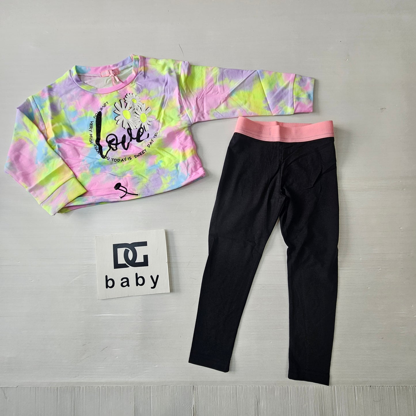 Completo Bambina Love Flowers 2 Pezzi