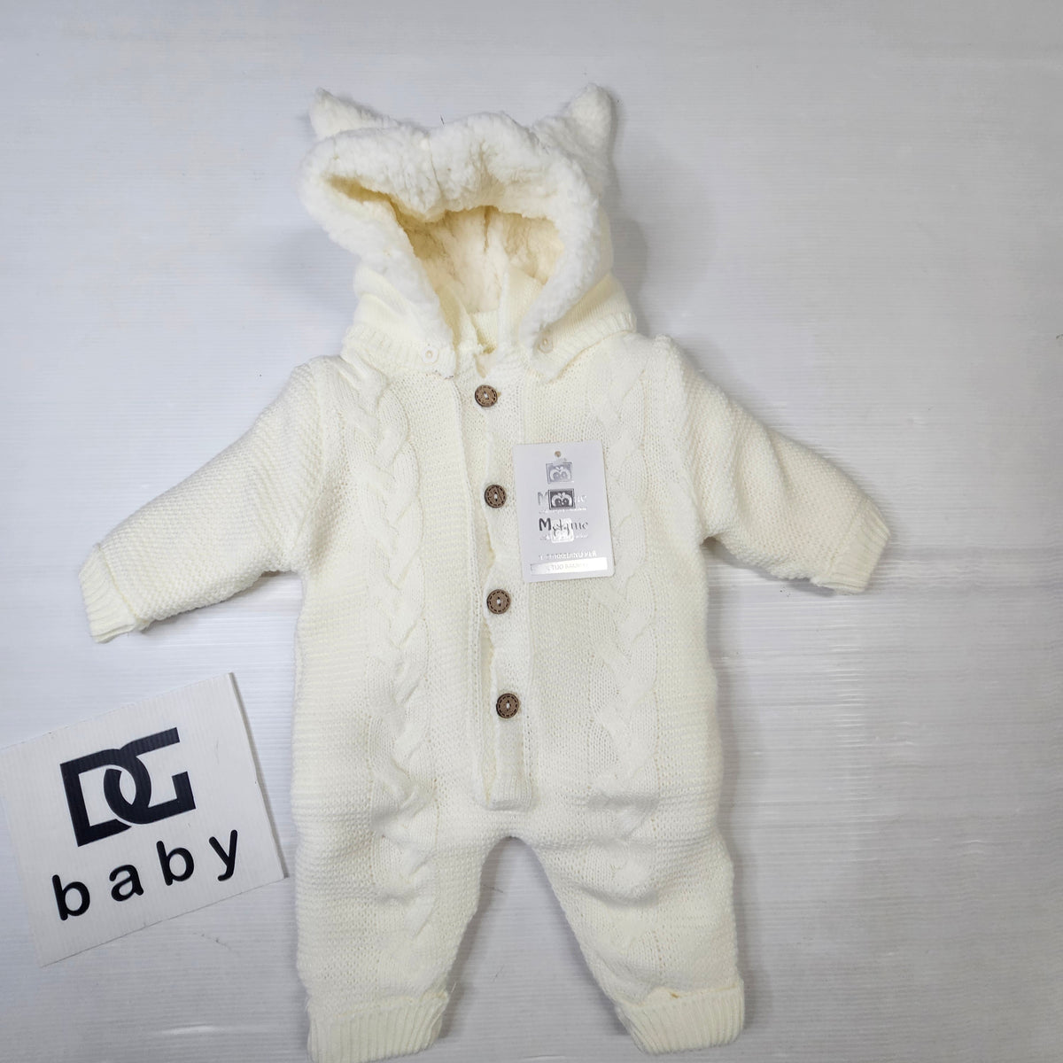 Tutina Neonata in Maglia con Cappuccio e Orecchiette LA11