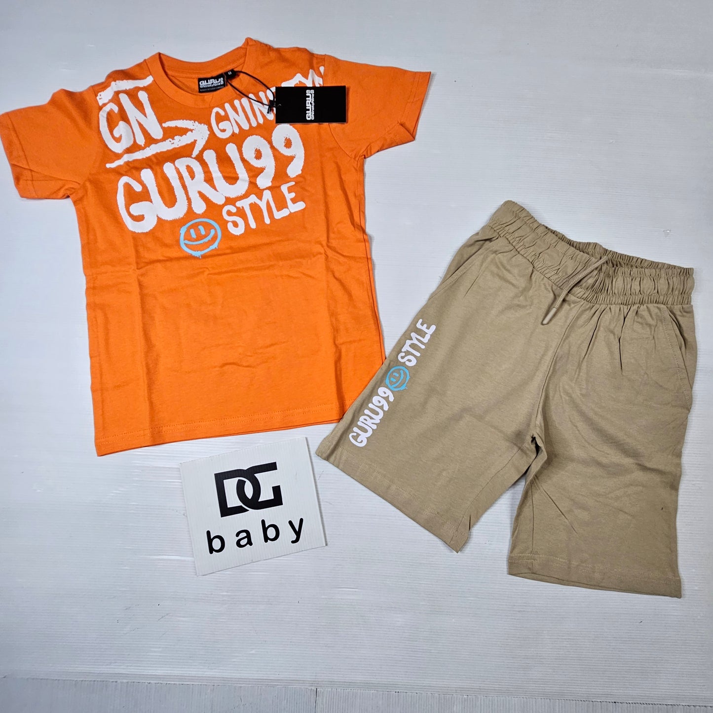Completo bimbo Guru G99 72B6K0031T t-shirt arancio + bermuda