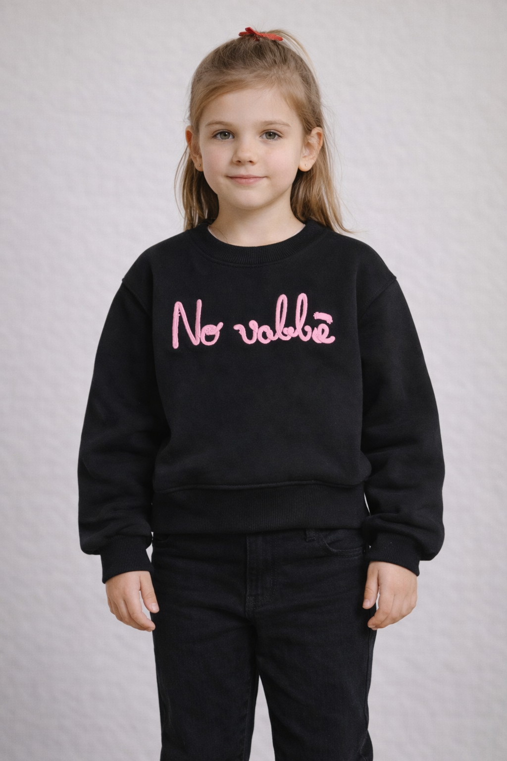 Felpa “No Valbé” 💗 – Nera con scritta rosa