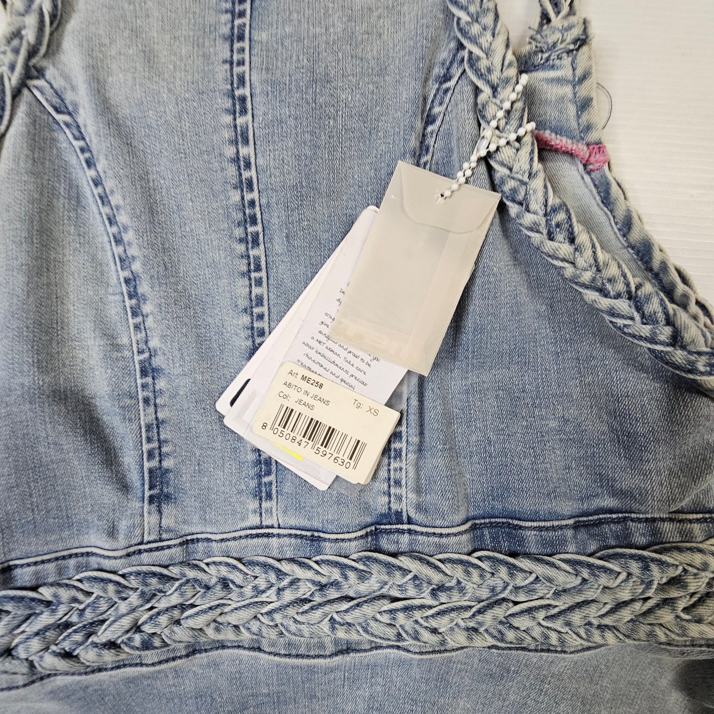 Vestito bimba MET ME258 denim con spalline intrecciate