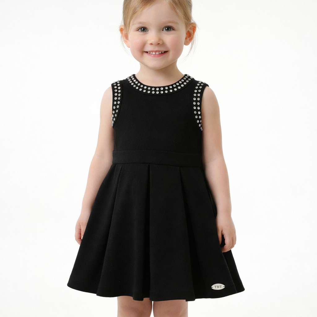 Vestito bambina nero con strass – TOBETOO