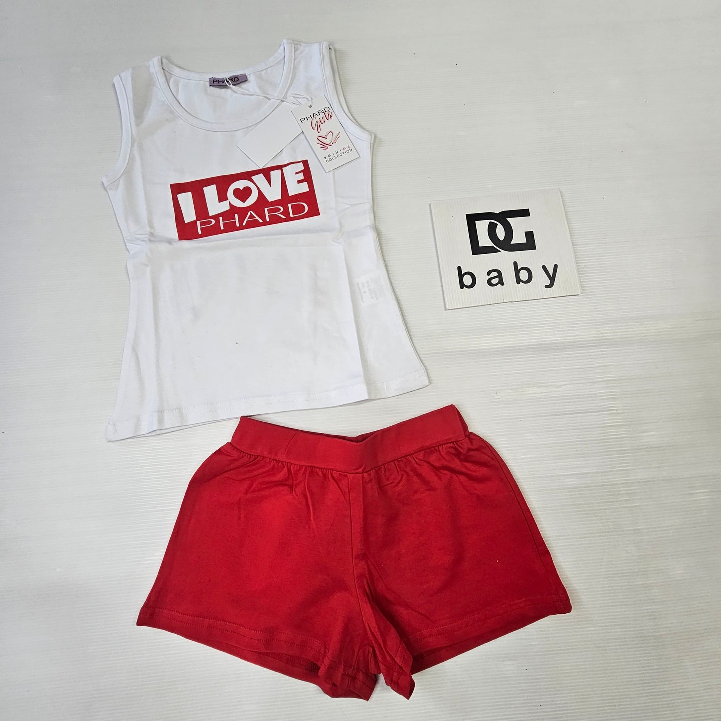 Completo bambina “Love Phard” canotta + shorts in cotone