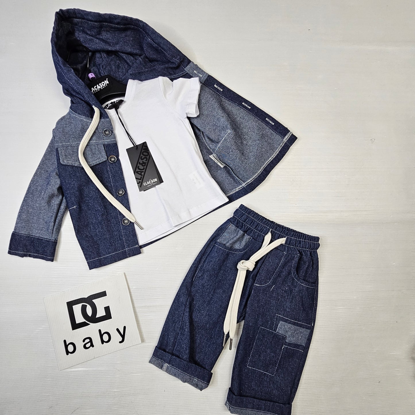 Completo neonato clacson denim