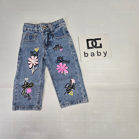 pantalone jeans NEONATA SCRITTE