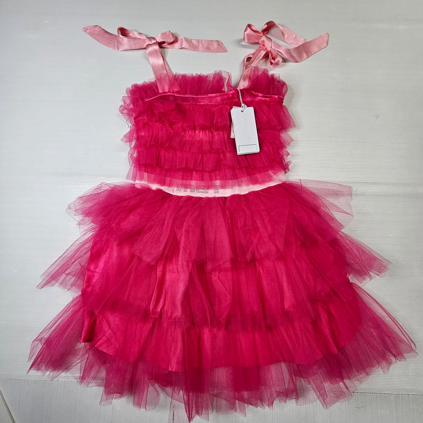 Vestito bimba MET 262 tulle rosa balze