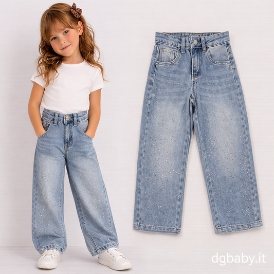 👖 Jeans Balloon Bambina Luna con Strass