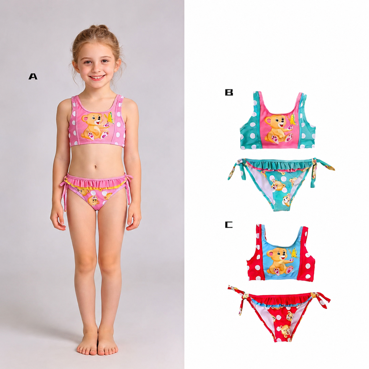 Costume Bikini Bambina Orsetto Colorato