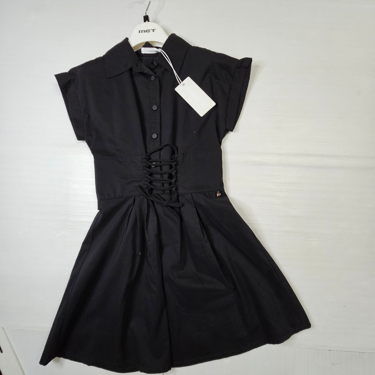 Vestito bimba MET ME341 nero con corpetto stringato