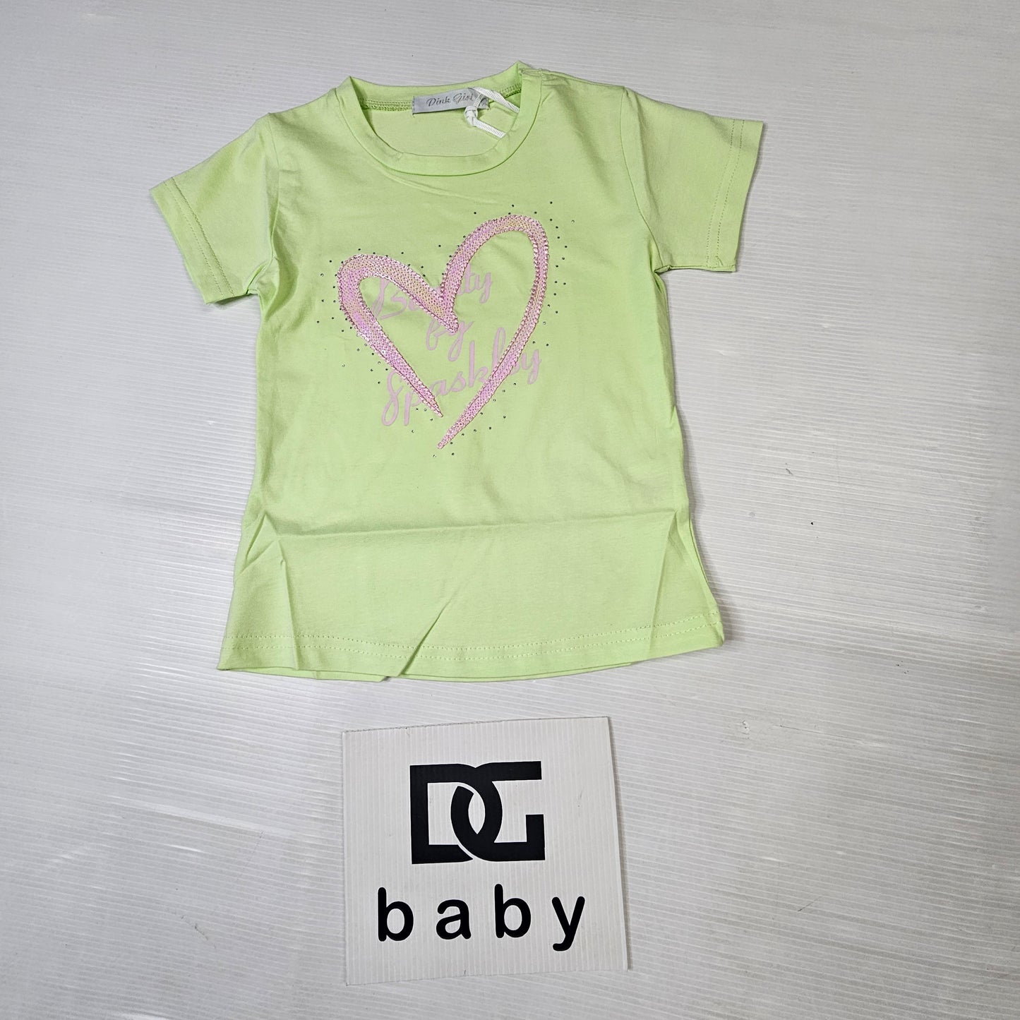 T-shirt bambina “Heart Sparkle” cotone con cuore glitter