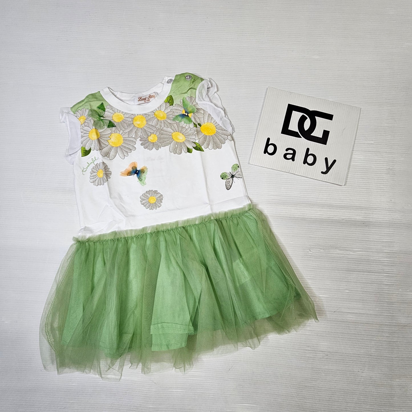 Vestitino neonato con margherite e gonna in tulle