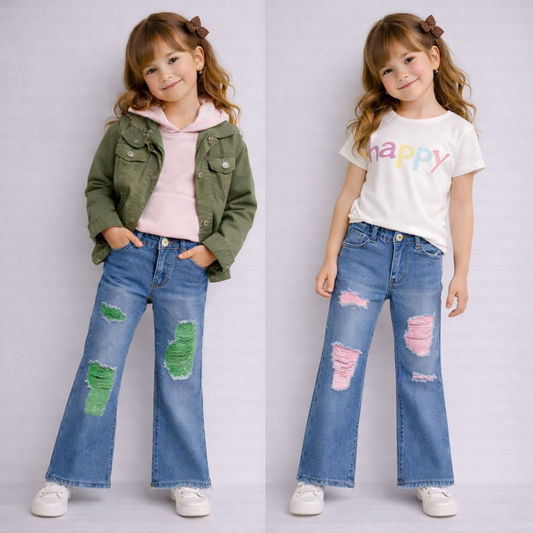 👖✨ Jeans Bambina Fashion Strappi