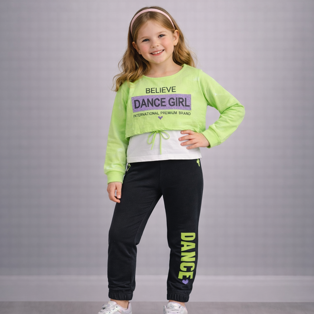Completo 3 Pezzi Bambina “Believe Dance” 💚💃