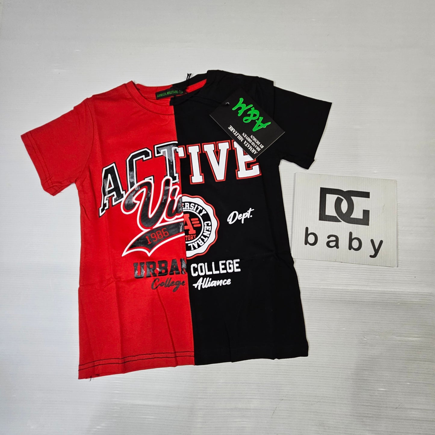 T-shirt bambino bicolore ACTIVE stampa college