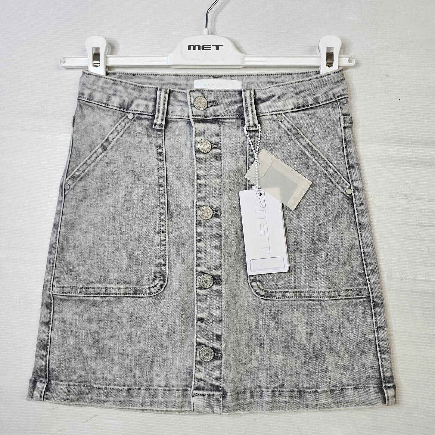 Gonna Jeans Bambina MET Denim Grigio Effetto Vintage