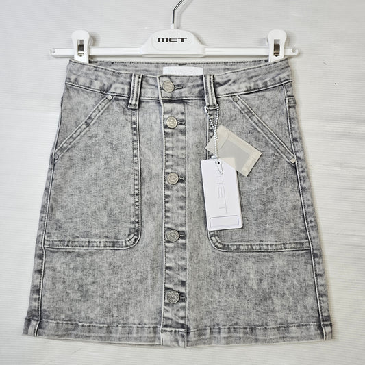 Gonna Jeans Bambina MET Denim Grigio Effetto Vintage