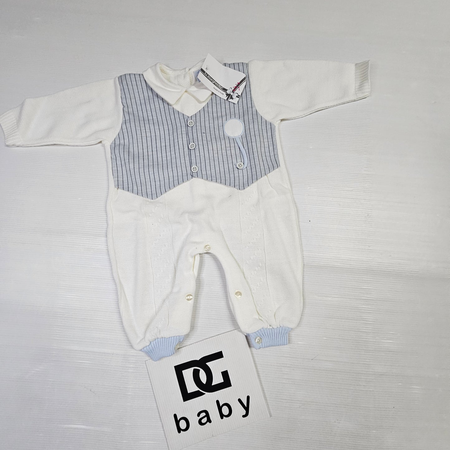 Tutina Neonato Elegante in Misto Lana con Gilet – Art. 11429