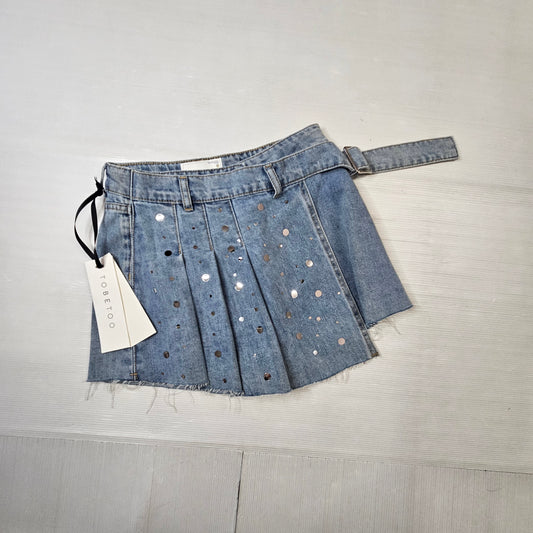 Pantagonna Jeans Bambina Tobetoo con Strass e Cintura Denim Chiaro