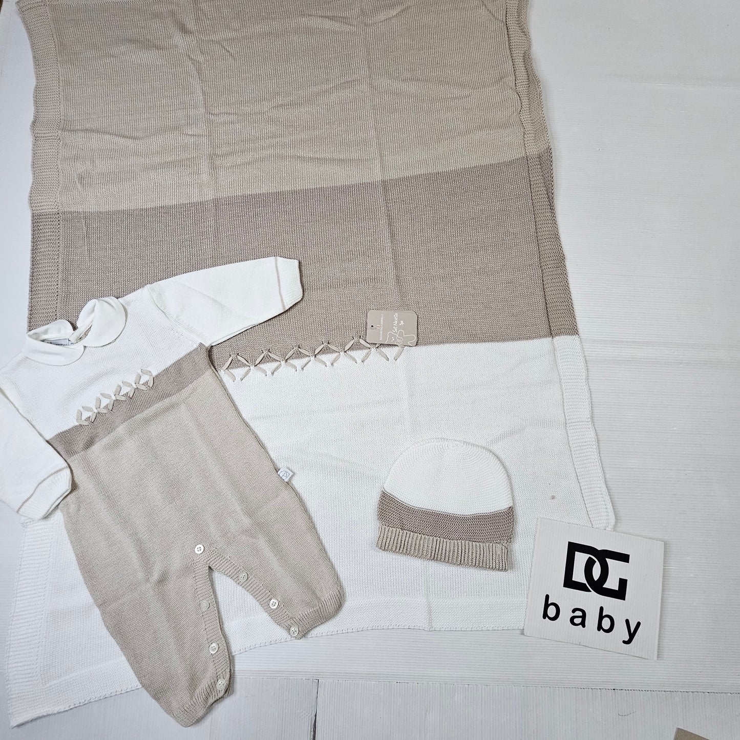 🧶 Set Nascita Smacchinato 3 Pezzi NG-3485 🧶