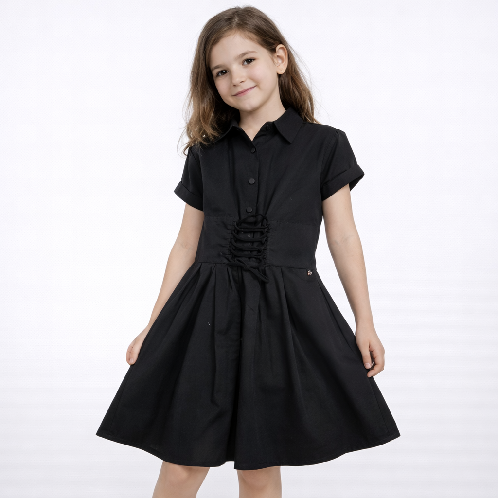Vestito bimba MET ME341 nero con corpetto stringato