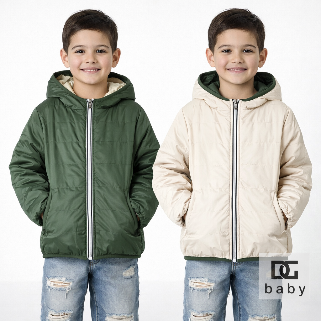 Giubbino bambino reversibile con cappuccio