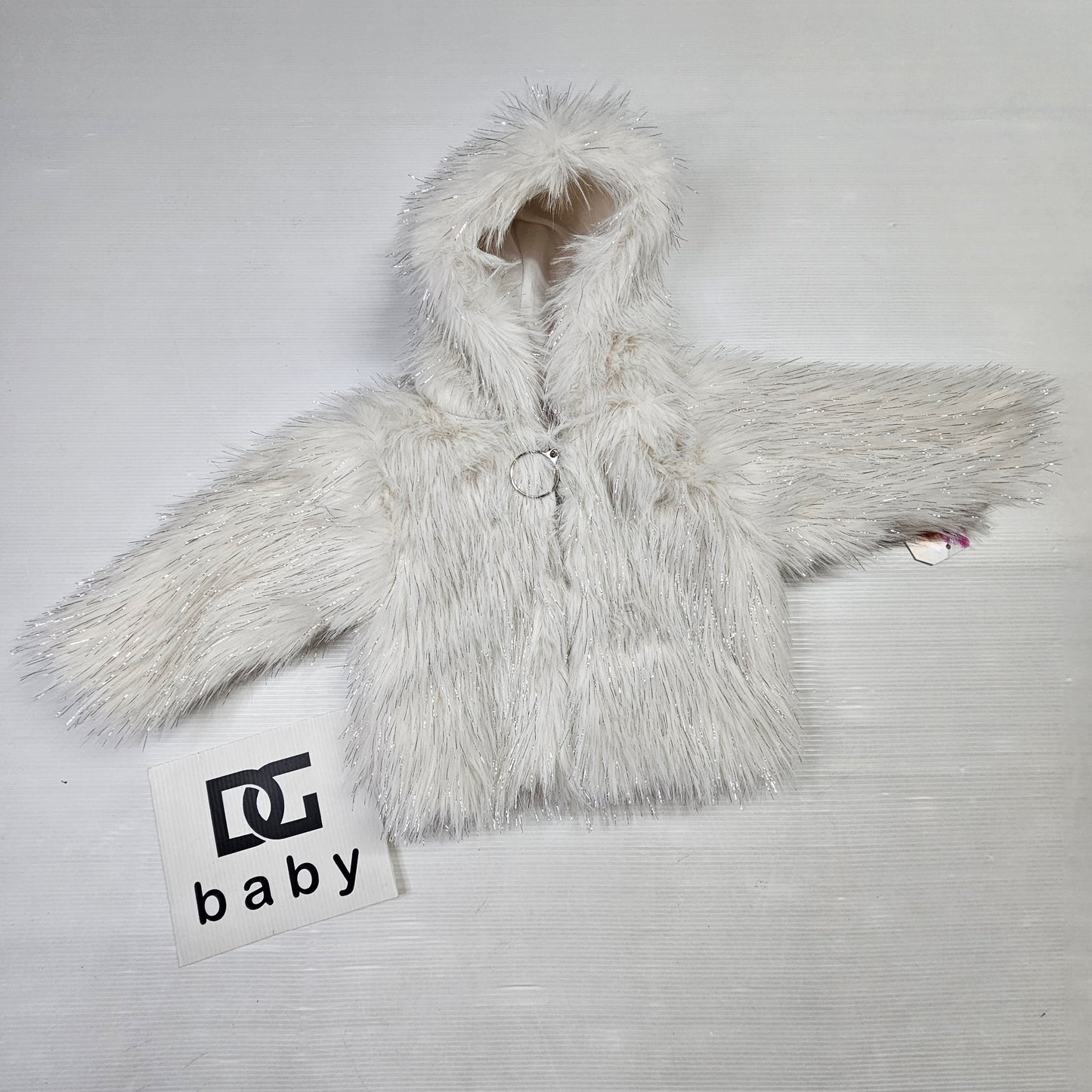 🤍 Giacchina Neonata Eco-Pelliccia Glitter