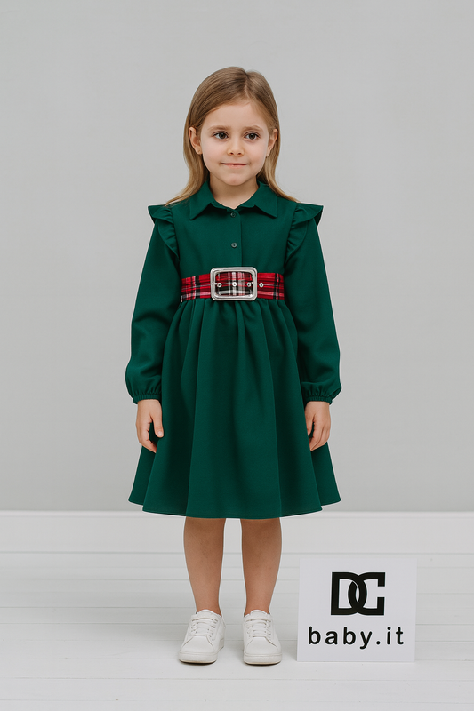 💚 Vestito Cintura Scozzese Ragazza