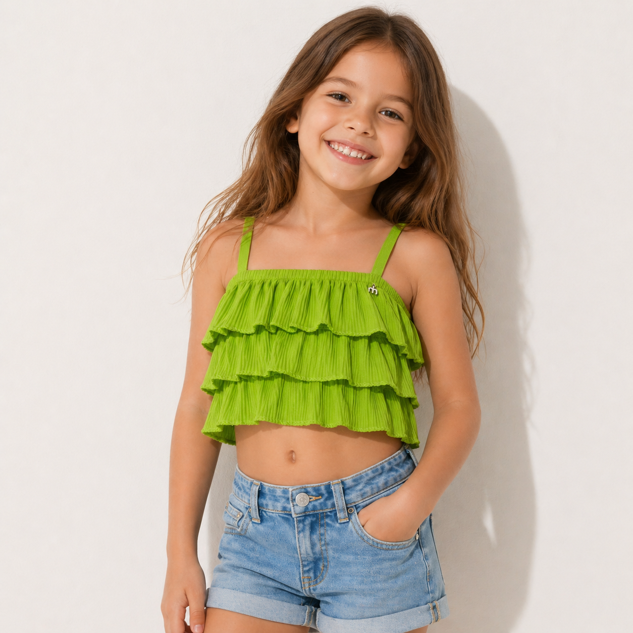 Top crop con balze in maglia a coste MET – Cod. ME291