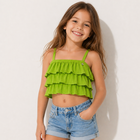 Top crop con balze in maglia a coste MET – Cod. ME291