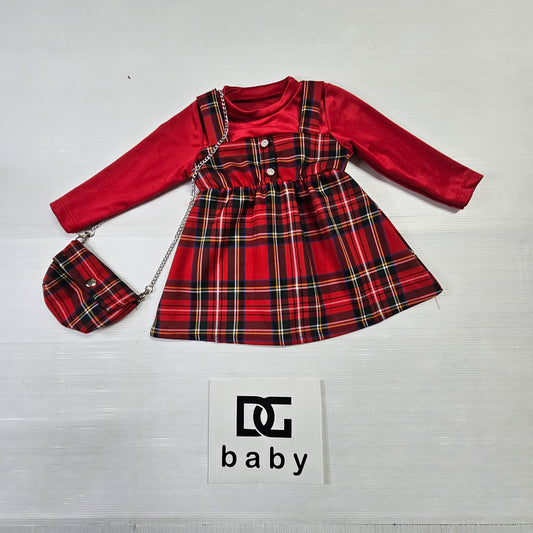 🎀 Vestitino “Tartan Rosso Baby” + Borsetta