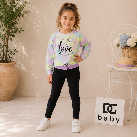 Completo Bambina Love Flowers 2 Pezzi