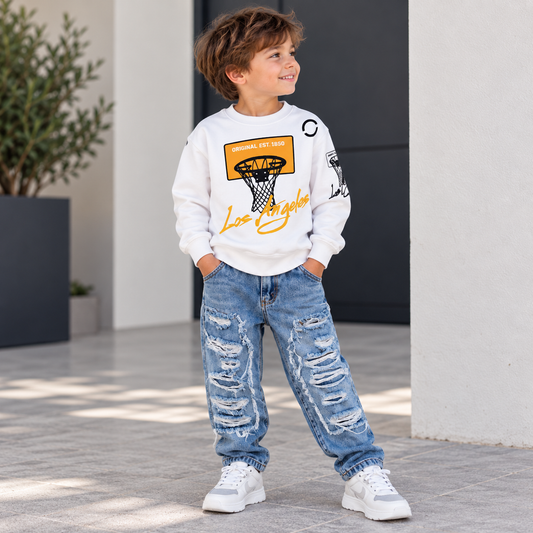 Jeans Bambino Wide Leg Strappato