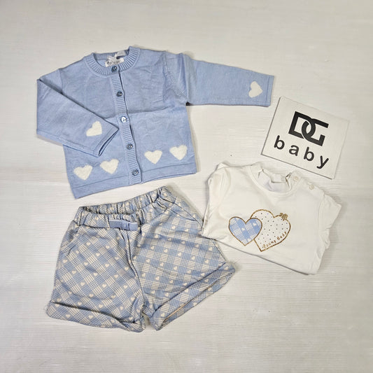 💙 Completo Bimba “Cuori Vichy” 3pz