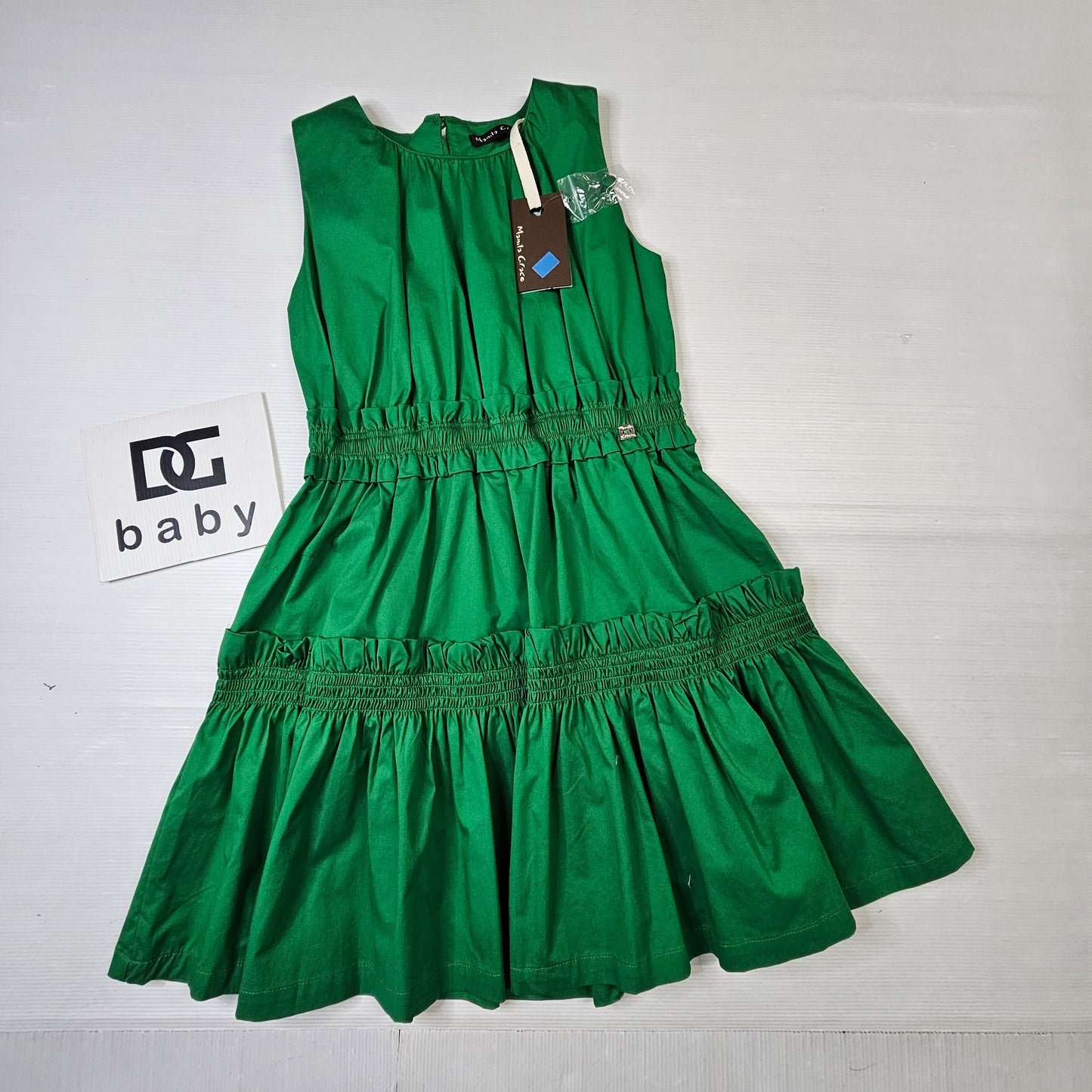 Vestito bambina Manila Grace “Green Elegance” con balze M2019
