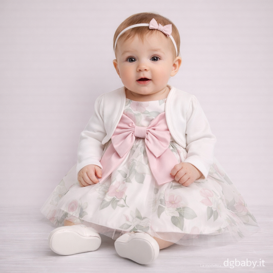 🌸 Abito Cerimonia Bimba 1011 con Coprispalle