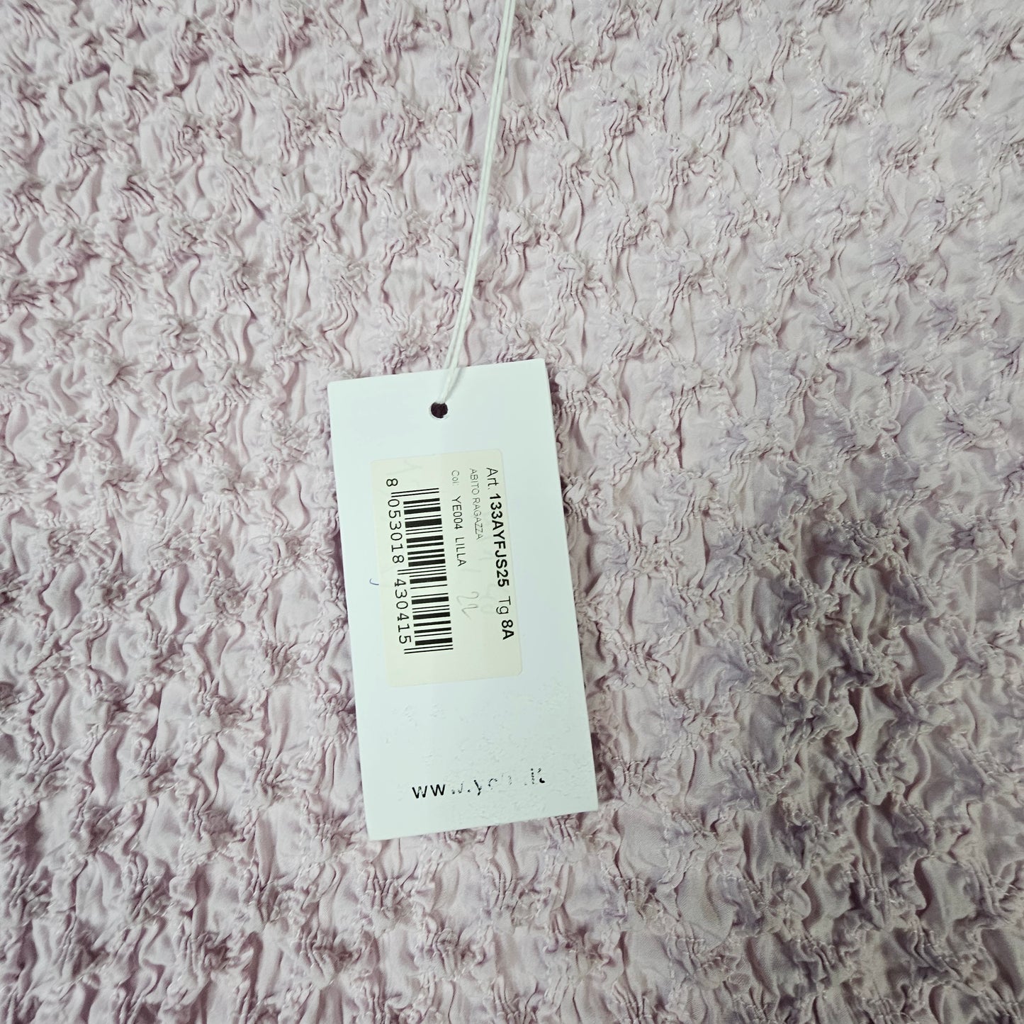Vestito bambina Y-CLÙ “Soft Texture” in tessuto lavorato lilla AT 133AYFS25