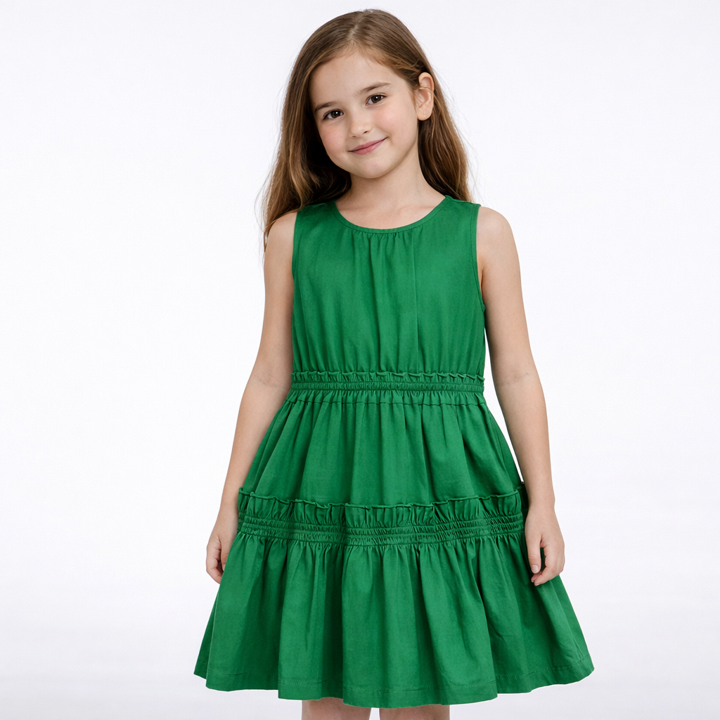Vestito bambina Manila Grace “Green Elegance” con balze M2019